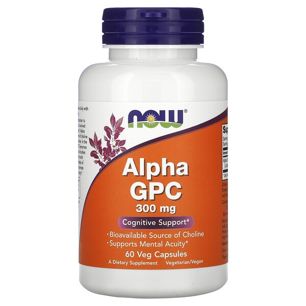 NOW Now Alpha Gpc 300 mg, 60 капс. 