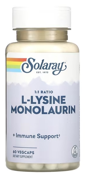 Solaray L-Lysine Monolaurin 1:1 ratio, 60 капс. 