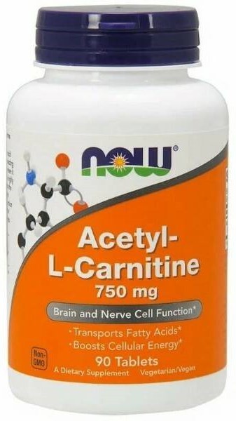 NOW NOW Acetyl L-Carnitine 750 мг, 90 таб. 
