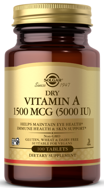 Solgar Solgar Dry Vitamin A 1500 mcg (5000 IU), 100 таб. 