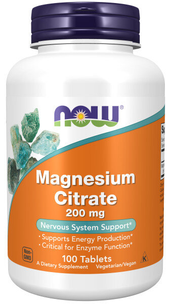Now Magnesium Citrate 200 mg, 100 таб. 