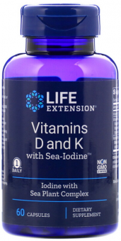 LIFE Extension LIFE Extension Vitamins D and K with Sea-Iodine, 60 капс. 