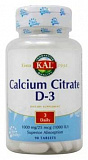 KAL Calcium Citrate D-3 1000mg / 25mcg, 180 таб.