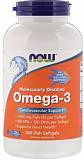 NOW Omega 3 Fish Oil 1000 mg  Fish Gelatin Softgels, 200 капс.