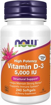 NOW NOW Vitamin D-3 5000 IU, 240 капс. 