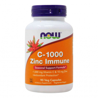 NOW NOW Vitamin C-1000 Zinc Immune, 90 капс. 