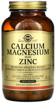 Solgar Solgar Calcium Magnesium Plus Zinc, 250 таб. 