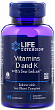LIFE Extension Vitamins D and K with Sea-Iodine, 60 капс.