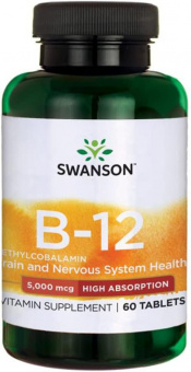 Swanson Swanson Vitamin B12 Methylcobalamin - High Absorption 5,000 mcg, 60 таб. 